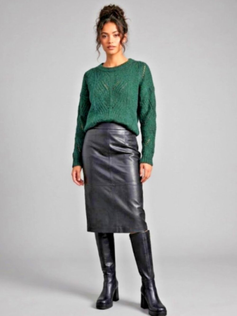 Madewell Size M Angora Blend Crew Neck Pullover Sweater Green Women